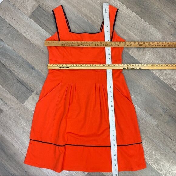 Duffield Lane Hutchins Dress Red Orange Small Fit Flare Sleeveless Knit - Picture 12 of 12